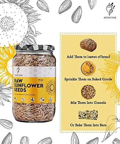 Indicow Indicow Achyutam Raw Seeds | Natural Chemical Free Edible Seeds| Glass Jar 500gms (Sunflower Seeds, 500 gm)