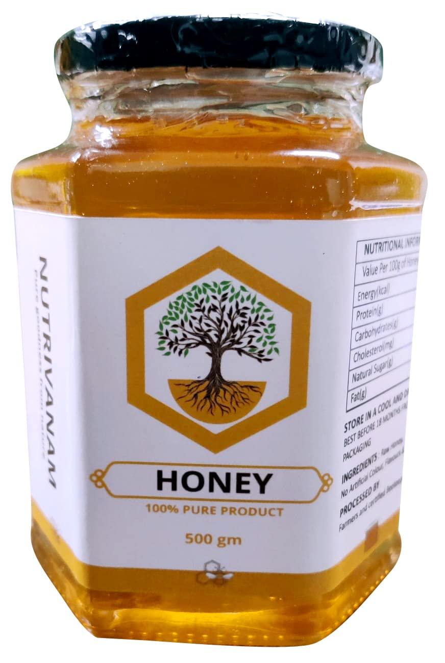 Nutrivanam Natural Raw Honey | No preservatives | 100% Pure & Natural, Single Origin and certified - Nutrivanam