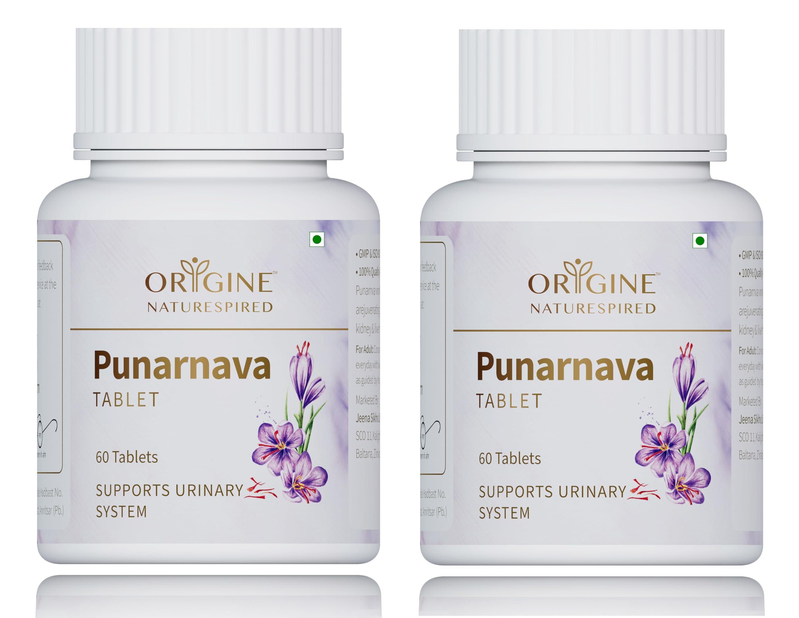 ORIGINE NATURESPIRED Origine Naturespired Punarnava Tablet | Natural Supplement For Kidney Health | Good Gut Health And For Healthy Appetite, 60 Tablets, Pack of 2