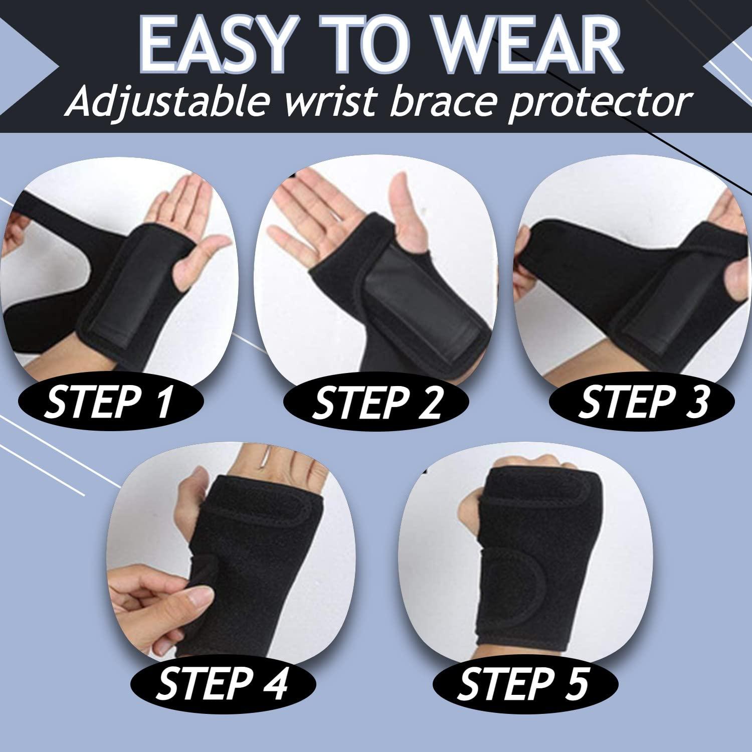 NUCARTURE NUCARTURE Adjustable Wrist Support for Pain Relief Carpal Tunnel Wrist Splint Support Brace for Left Hand for Men Women Wrist Brace Protector Fracture Supports Hand Belt (Left, Black)