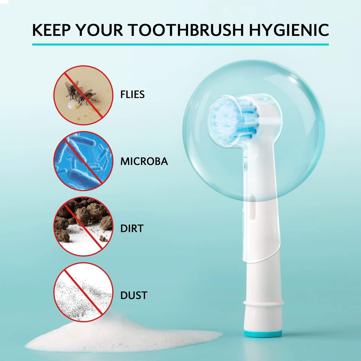 Sopito Electric Toothbrush Travel Case, Oral B Hard Storage Bag with 6pcs Toothbrush Cover Caps, Fits for Oral-B/Oral-B Pro/Philips Sonicare Electric Toothbrush