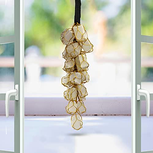 Reiki Crystal Products Reiki Crystal Products Natural Selenite with Black Tourmaline Tumble Stone Car Hanging Accessories and Door Hanging Items Combo Pack of 2 pc