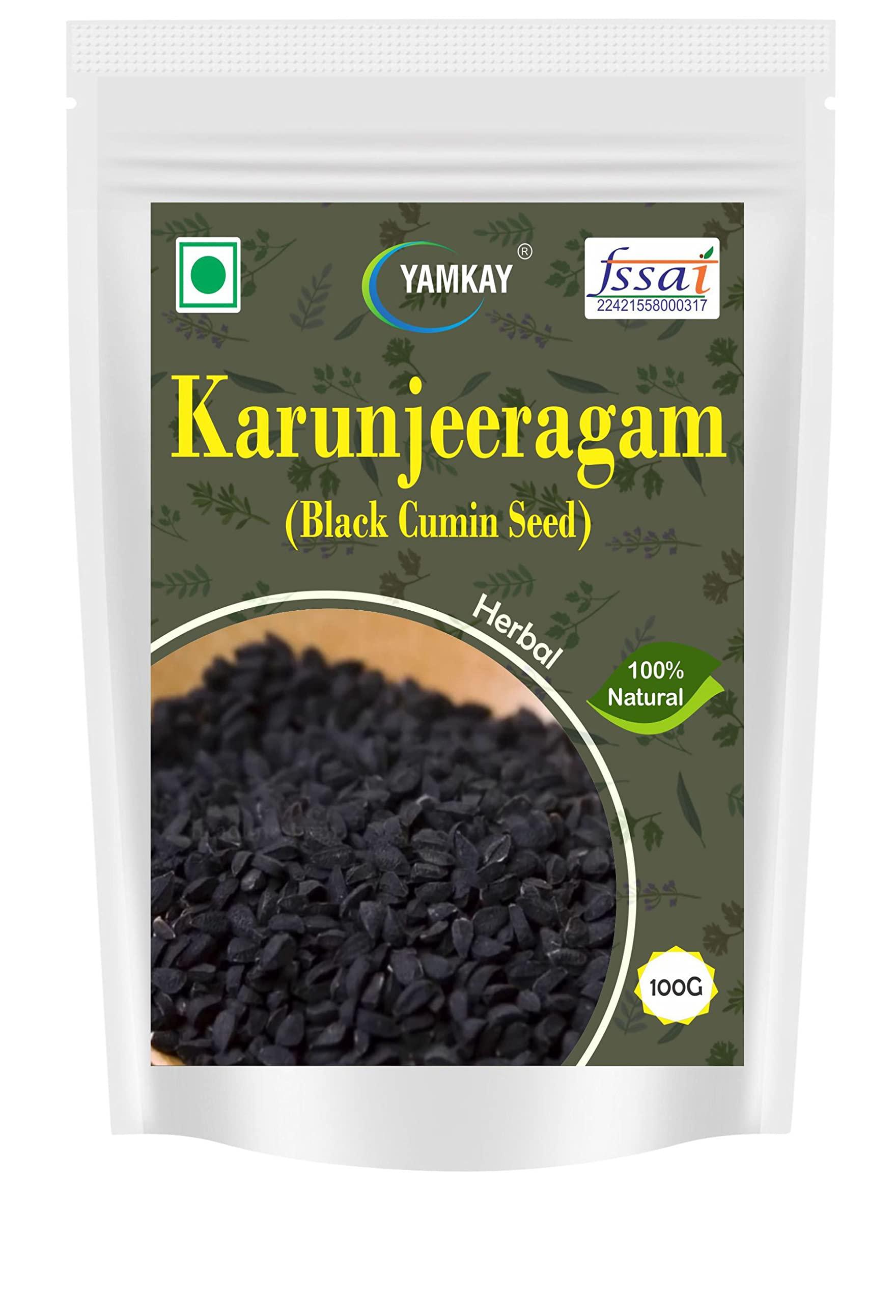YAMKAY Yamkay Karunjeeragam Black Cumin Seed Whole Jeera safed jeera Indian spice Royal Cumin | Kala Jeera | Kalonji Seed | Raw Nigella Seeds | Seeds for Hair Growth | 100% Natural | Culinary Spice | Health Benefits | Gluten-Free | Source of Antioxidants 10