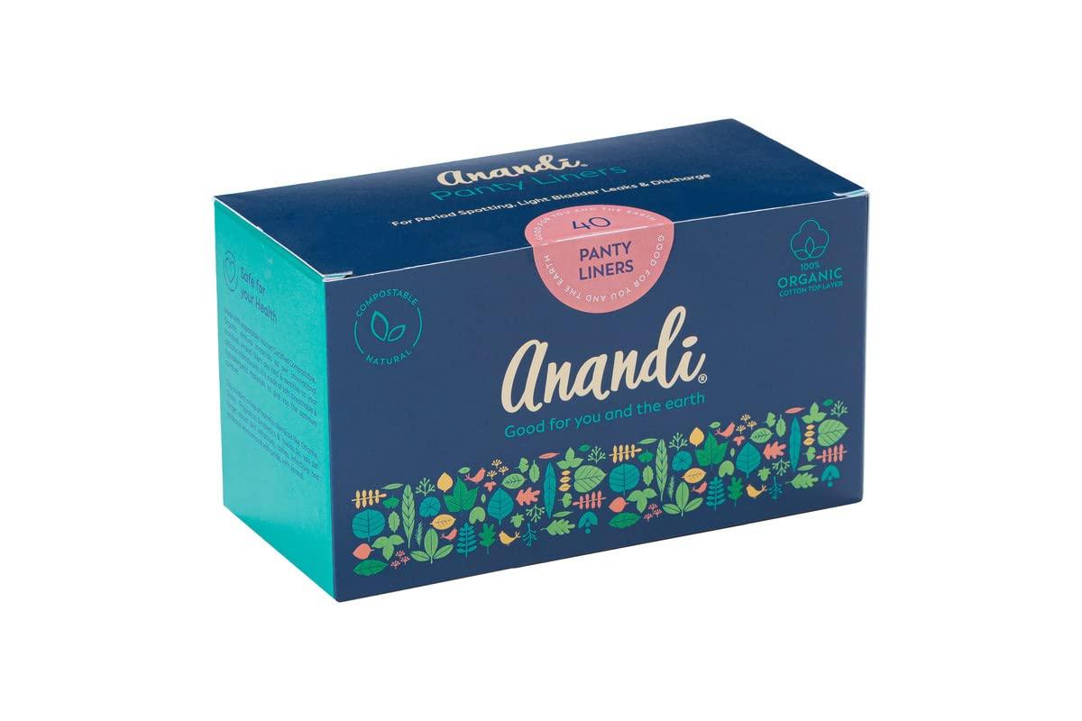 Anandi Anandi Panty Liners For Women | Daily Use Liners 190mm - 40 Pieces | Biodegradable Compostable Organic Liner | Certified 100% Organic Cotton Top Sheet