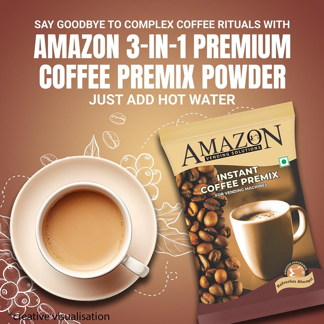 AMAZON AMAZON 3 in 1 Instant Regular Cardamom Tea (1 kg) and Premium Coffee Premix (1 kg) Combo (Premix Contains Tea, Milk and Sugar) for Vending Machines