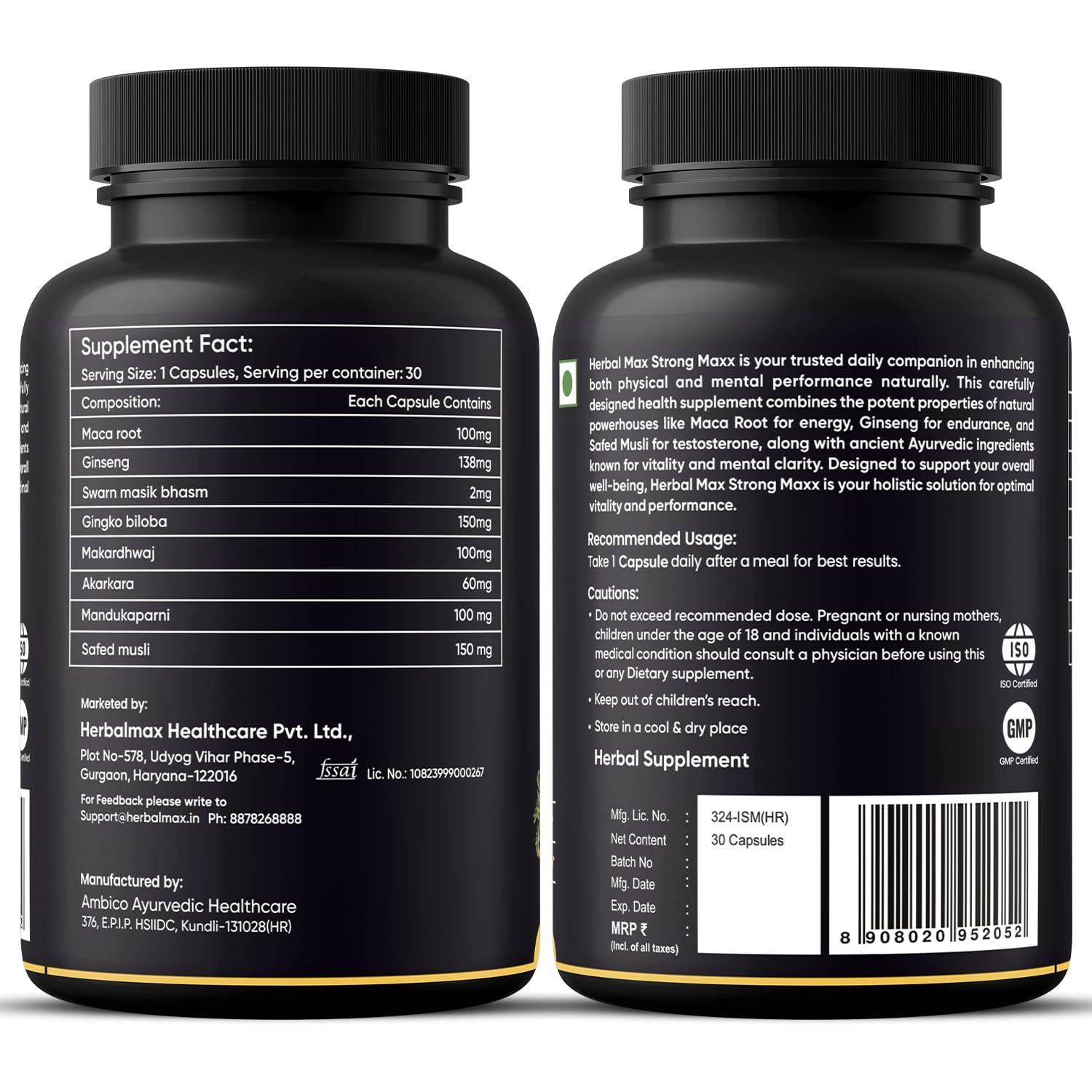 Herbal max Herbal max Strong maxx Maca Root (800 mg) 30 Capsule