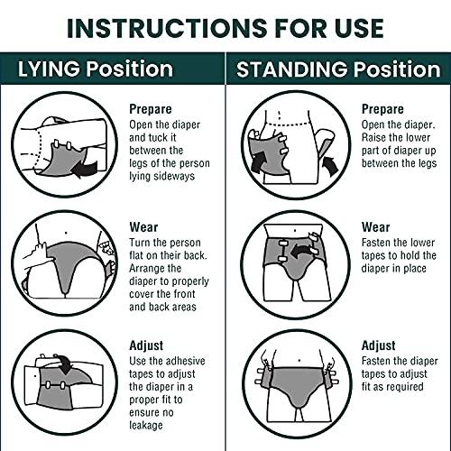 SURGICOMFORT SURGICOMFORT Adult Diaper Tape Style, Medium (60-110 cms), Waist Size (24"- 43") - Pack of 30 pcs For Unisex (30)