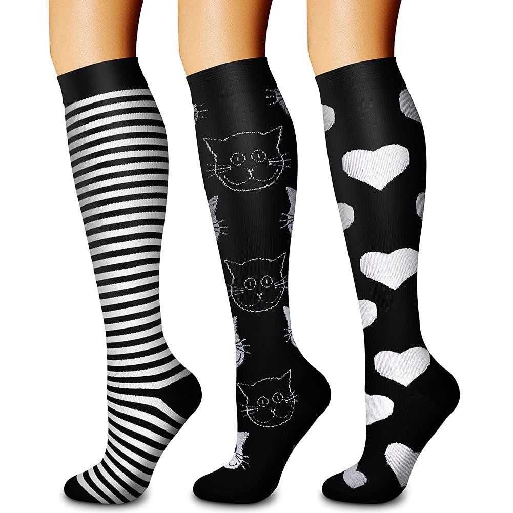 CHARMKING CHARMKING Compression Socks (3 Pairs) 15-20 mmHg is Best Athletic & Medical for Men & Women, Running, Flight, Travel, Nurses, Edema - Boost Performance, Blood Circulation & Recovery (L/XL,Assorted 30)