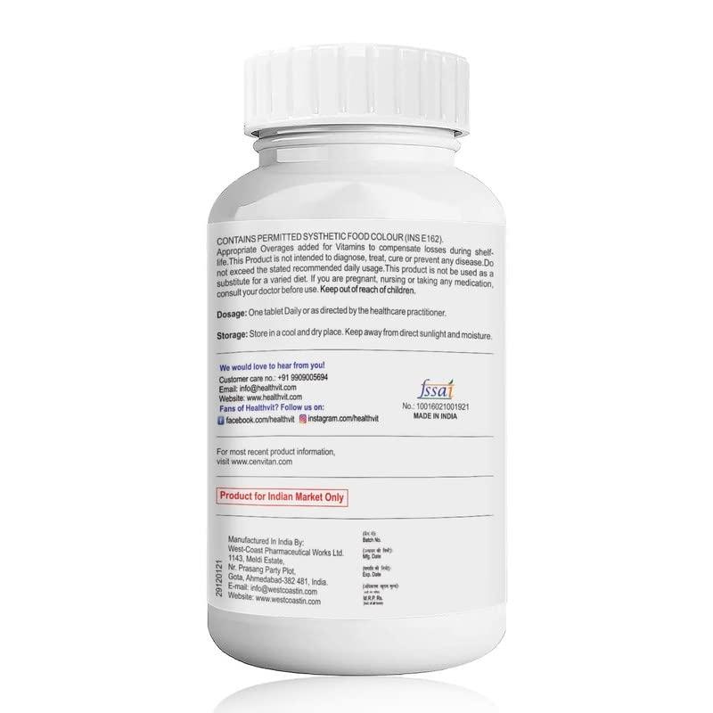HealthVit Healthvit Cenvitan Multivitamin for Women - 60 Tablets with 24 Nutrients | Women Daily Nutrition, Stamina Enhancement, Hair, Skin, and Nails | Bone Health, Vitality, Energy Boost, Immunity (Pack of 2)