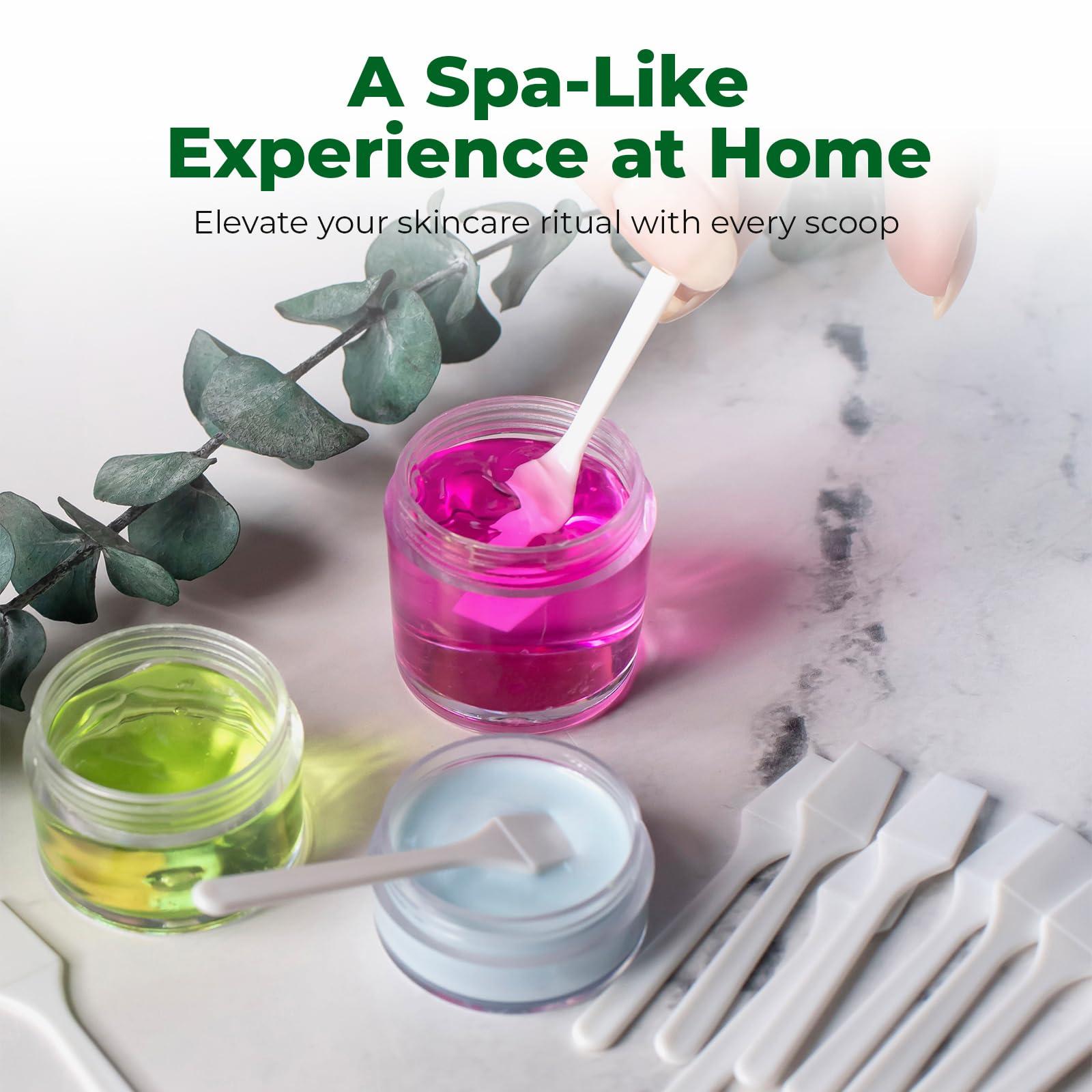 Kopperko KOPPERKO 100 Pack 2.5 Inch Cosmetic Spatulas - Small Plastic Spatula for Cosmetics, Makeup, Creams, Crafts - Multipurpose Mini Applicators for Mixing Creams, Make-Up, Paste and Scraping Jars White