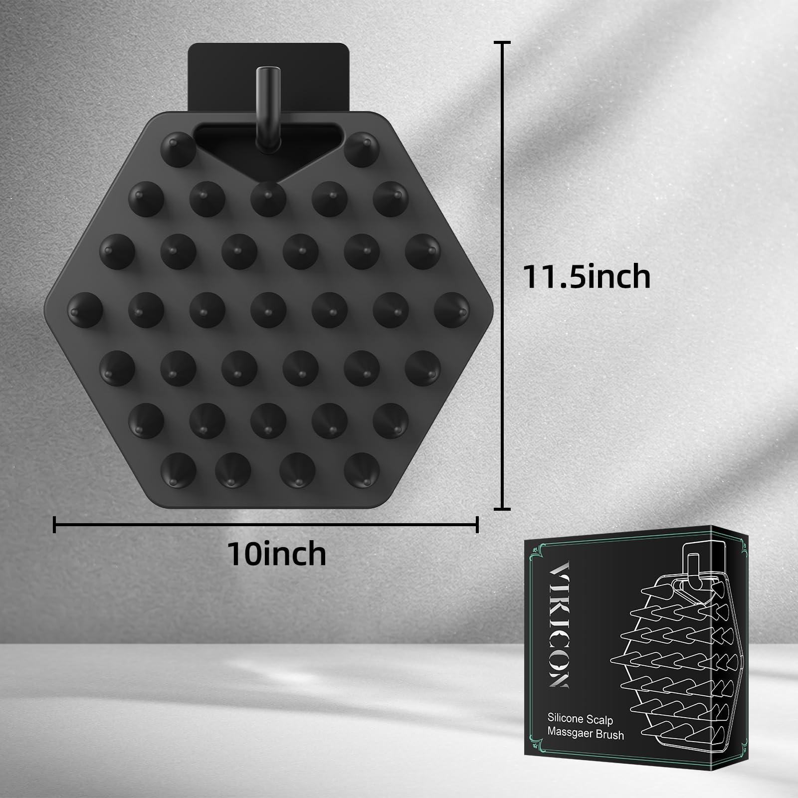 VIKICON VIKICON Hair Scalp Massager Shampoo Brush w/Hook, Silicone Head Care Scrubber and Exfoliator for Promoting Beard/Hair Growth & Dandruff Removal, Soft Scrub Massage Tool for Relaxation, Gifts for Men