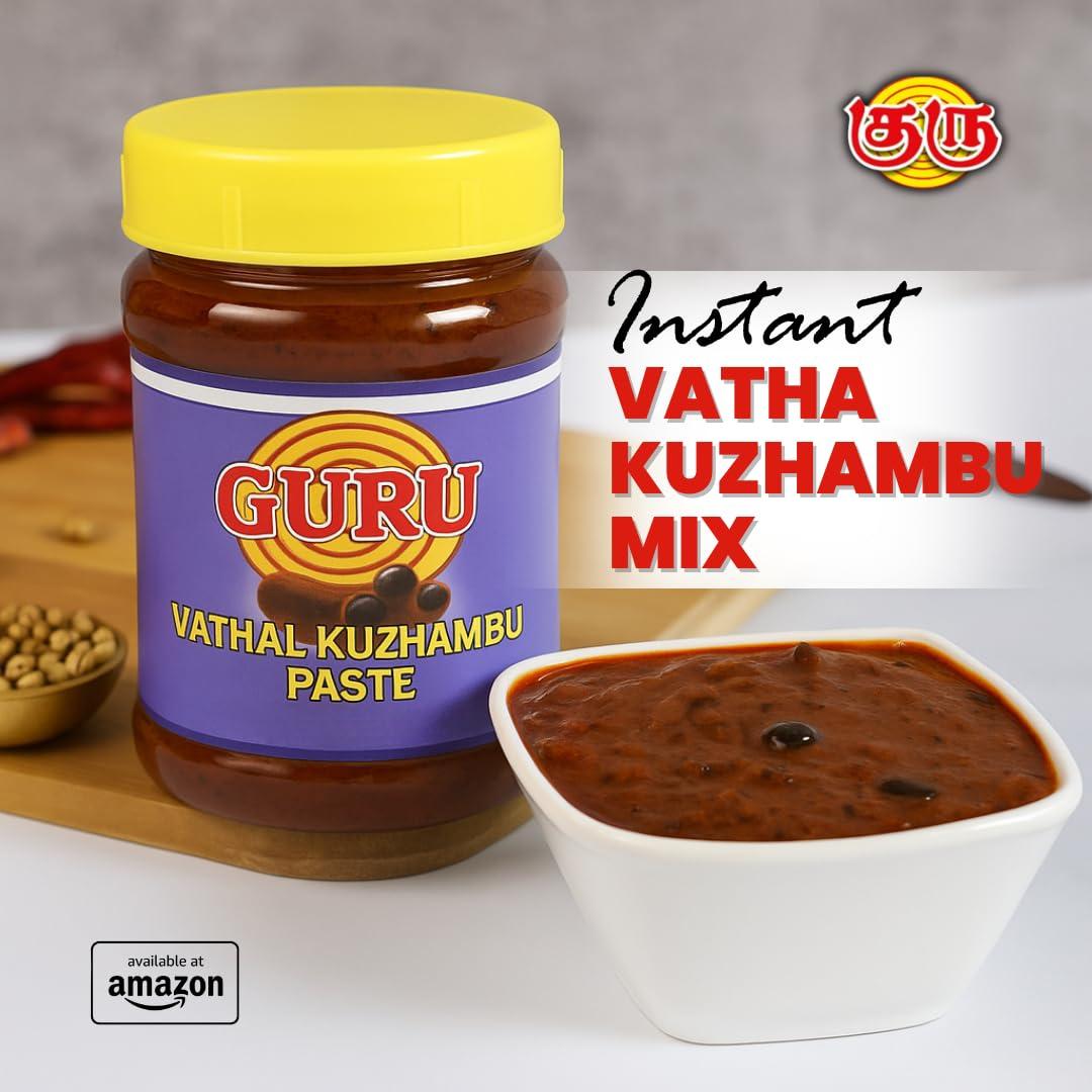 GURU GURU Vathakulambu Paste | Combo Vathal Kuzhambu Rice Paste |100% Natural|No Artificial Color 300gm, (Pack of 2)