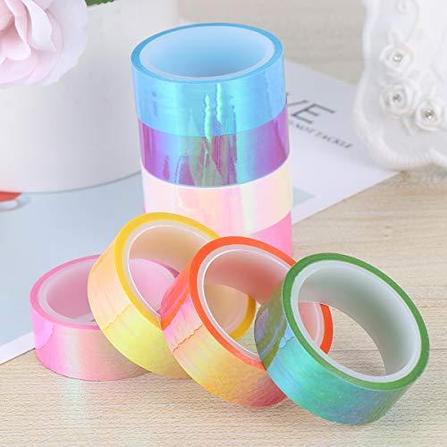 HEALLILY 8pcs Exquisite Paper Tape Unique Label Sticker Stylish Diary Hand Account Washi Paper Tape Beautiful Bronzing Paper Tape for DIY (Colorful Film)