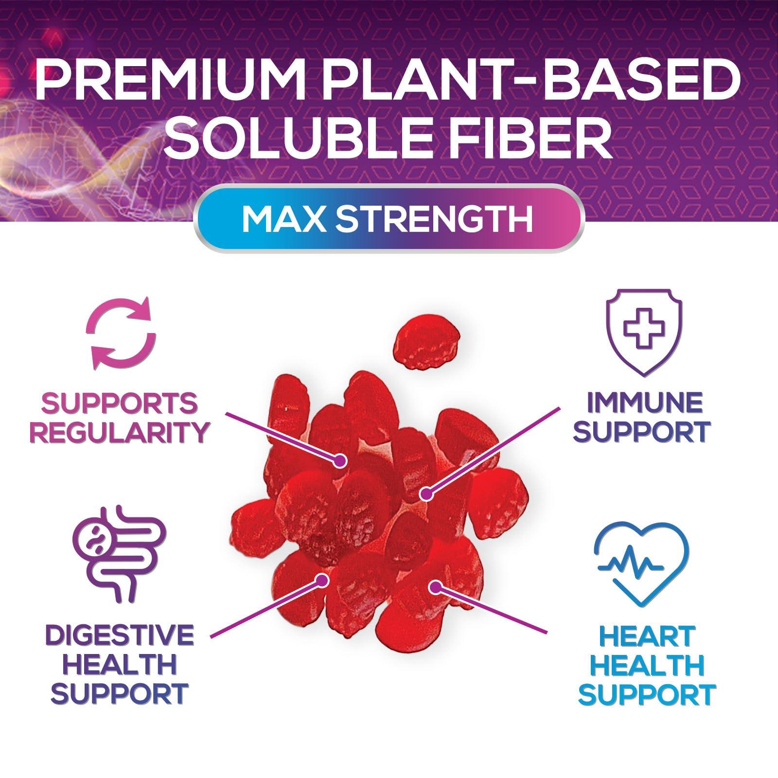 Nature\'s Nutrition Fiber Gummies for Adults Extra Strength Inulin Gummy 300mg - Natural Dietary Fiber Supplement for Natural Digestion Support - 60 Gummies