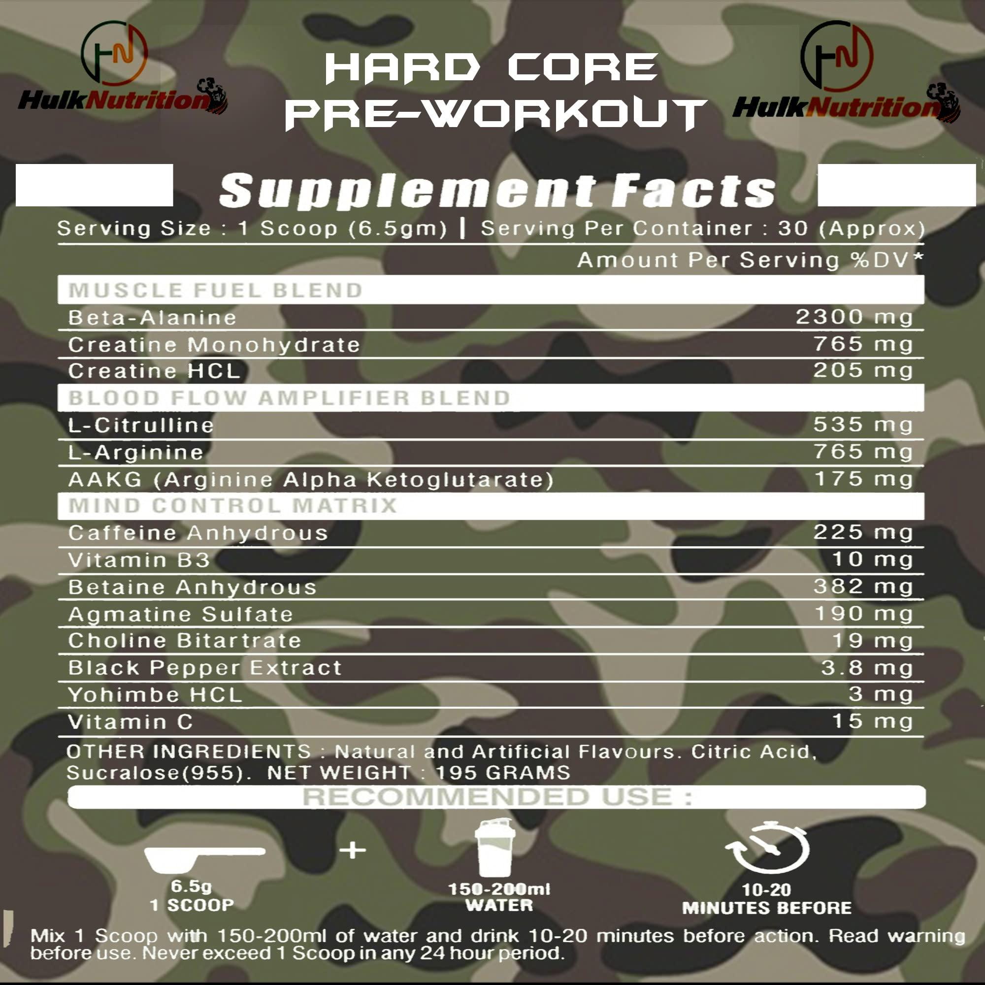 HulkNutrition Hulk Nutrition CITRULLINE, ARGININE, BETA ALANINE POWDER [30 Servings, Mojito] Free Gym Shaker Sipper Bottle