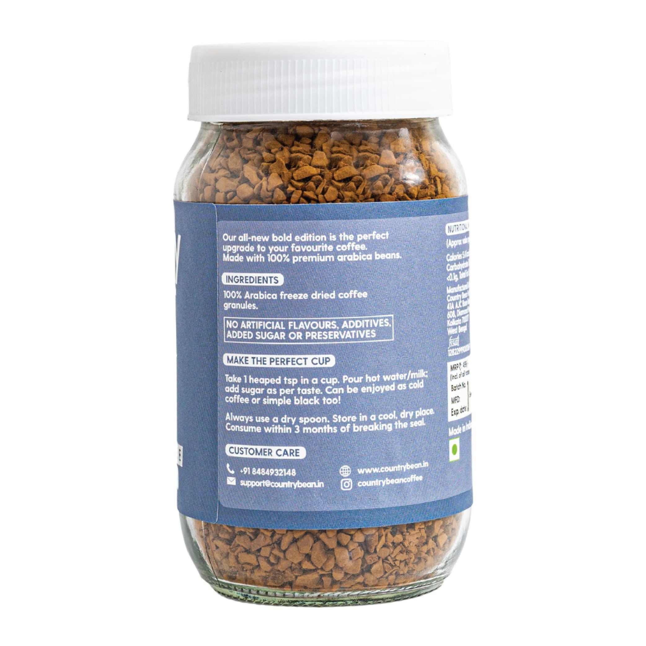 Country Bean Country Bean Original (Non-Flavoured) Instant Coffee Powder 100 Gram | Arabica, Freeze-Dried Coffee | No Added Sugar | Makes 50 Cups - Jar