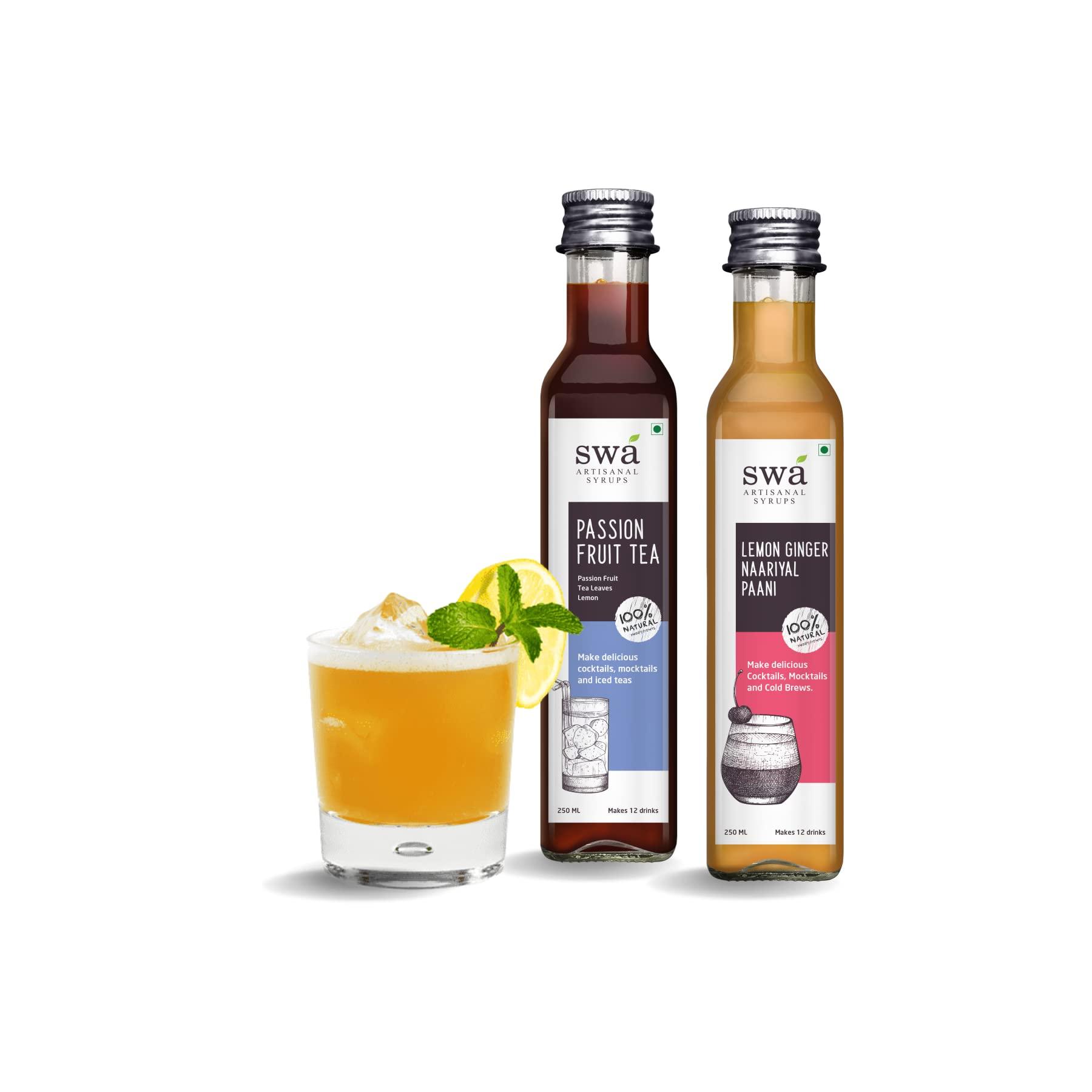 Swa Artisanal Syrups Swa Artisanal Syrups - Whisky Cocktail Mixer Combo, 100% Natural, Makes 24-30 Drinks - Pack of 2 Syrups (250ml x 2)