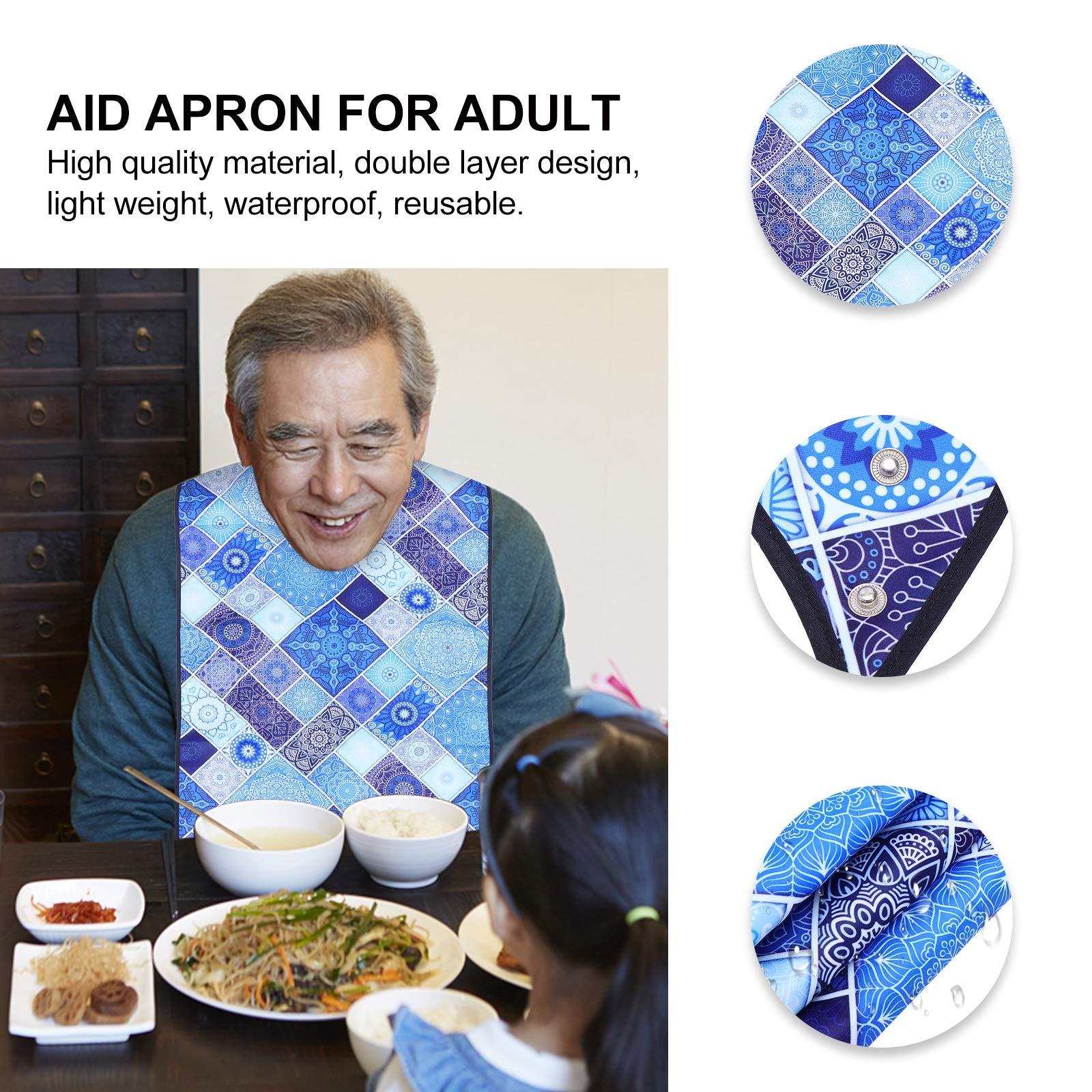 HEALLILY Adult Mealtime Bib Protector Waterproof Elderly Eating Apron Clothing Protector