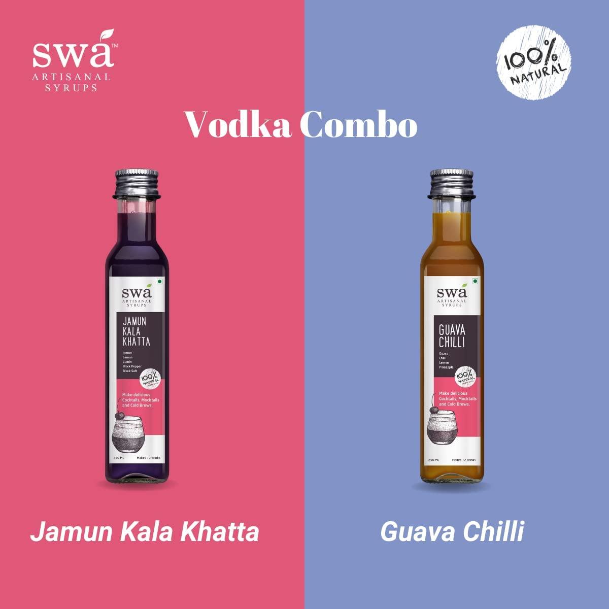 Swa Artisanal Syrups Swa Artisanal Syrups - Vodka Cocktail Mixer Combo, 100% Natural, Makes 24-30 Drinks - Pack Of 2 Syrups (250Ml X 2), Liquid