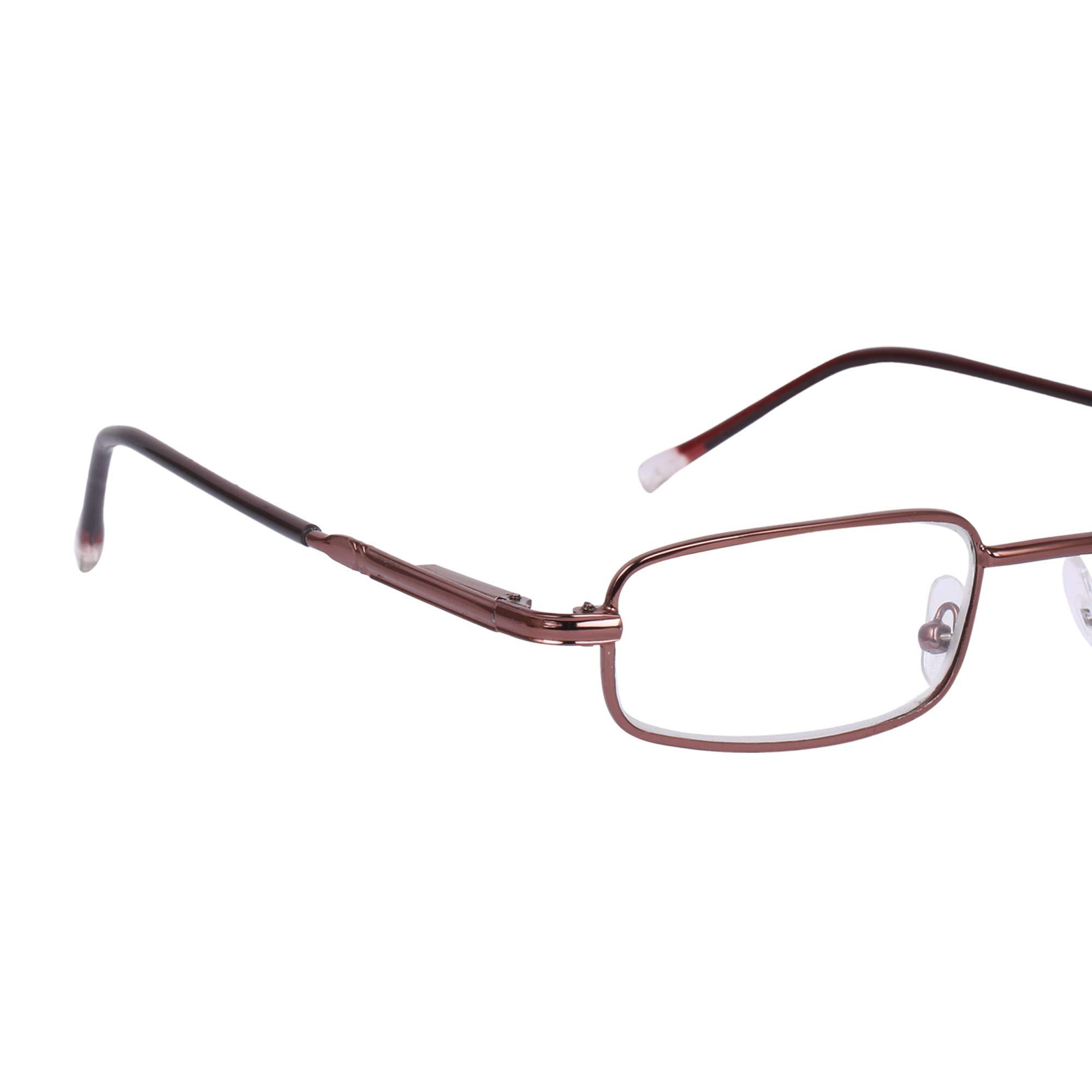 Poket Pocket Slim Formal Rectangular Light Weight Reading Glasses With Soft Leather Pouch, Lense Cleaner Spray And Selvet Cloth. ( +0.50,Copper )