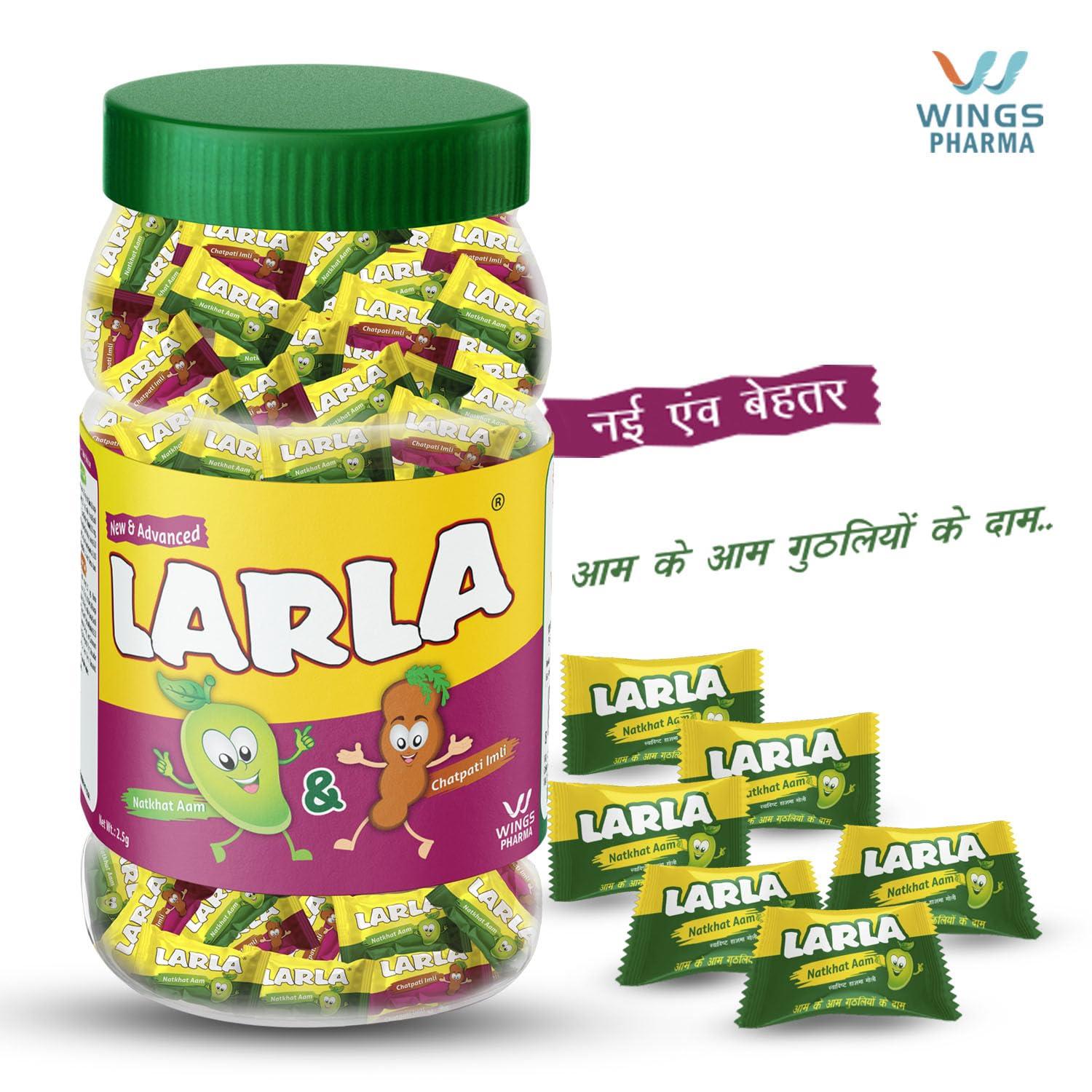 Larla Larla Natkhat Aam & Chatpati Imli Digestive Candies | Ayurvedic Digestive Goodness | Mango & Tamarind Flavour | 250 Jar Pack