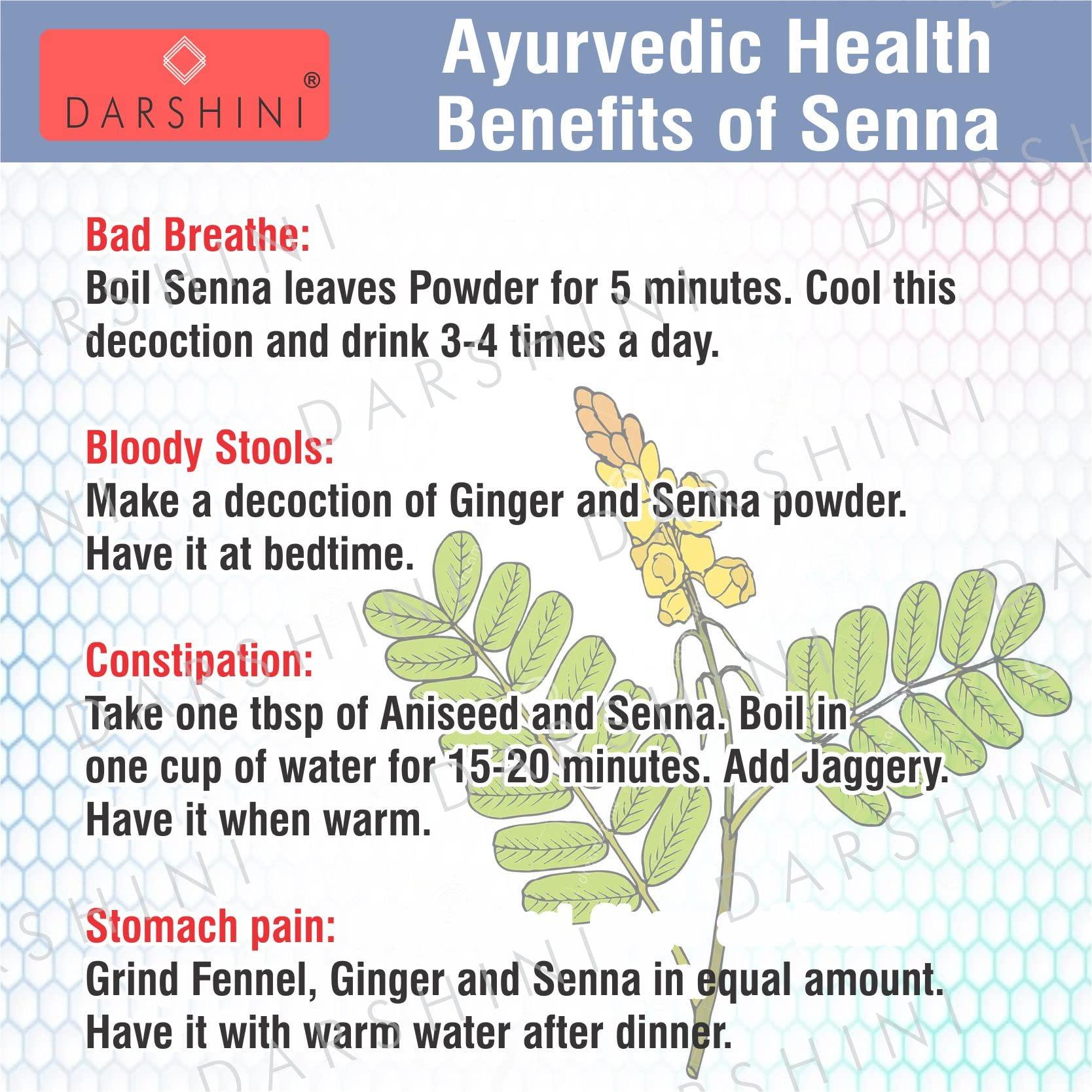 DARSHINI Darshini Senna Leaf/Sanay Patti/Sana Makki/Cassia Angustifolia Powder, 200g