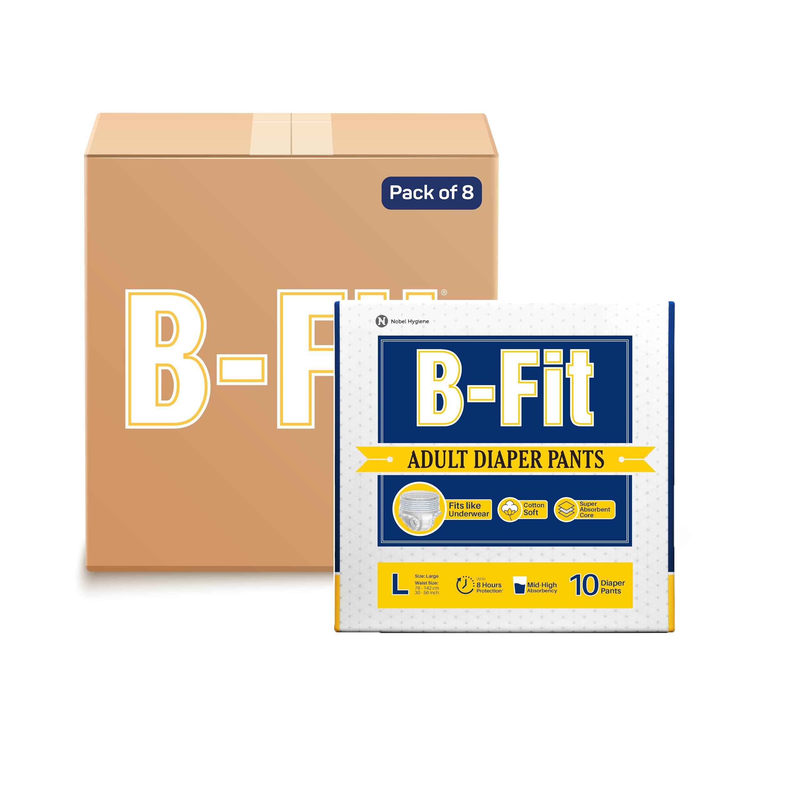 B-FIT B-FIT Adult Diapers Pant Style (Large) 80 Count, Unisex, Leakproof, Elastic Waist, Wetness Indicator, Waist Size 30-56 Inch ; 76-142 cm