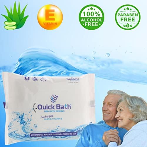 QUICKBATH QUICK BATH Body Cleansing Wet Bed Bath Wipes for Adults & Patients | Extra Large, Thick, Rinse Free Body Cleansing Wipes 90 wipes (10 wipes/pack) | Aloe Vera & Vitamin E | Antiseptic wipes