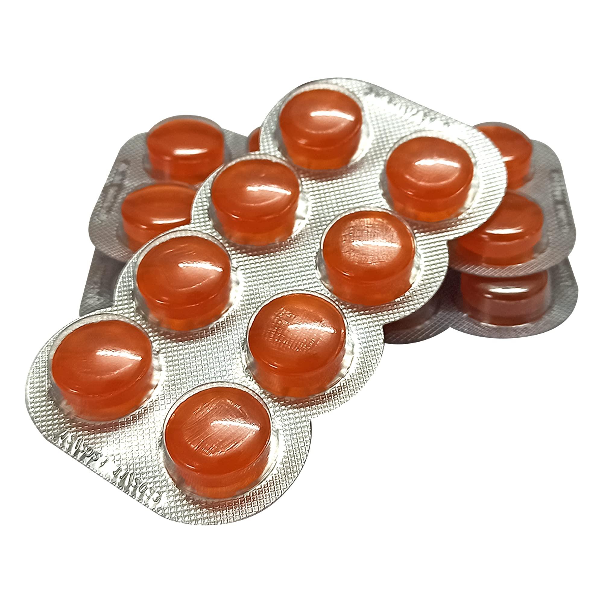 Vize Vize Cough Lozenges  80 Count - Pack of 10 StripsOrange Flavour  Quick Relief from Sore Throat