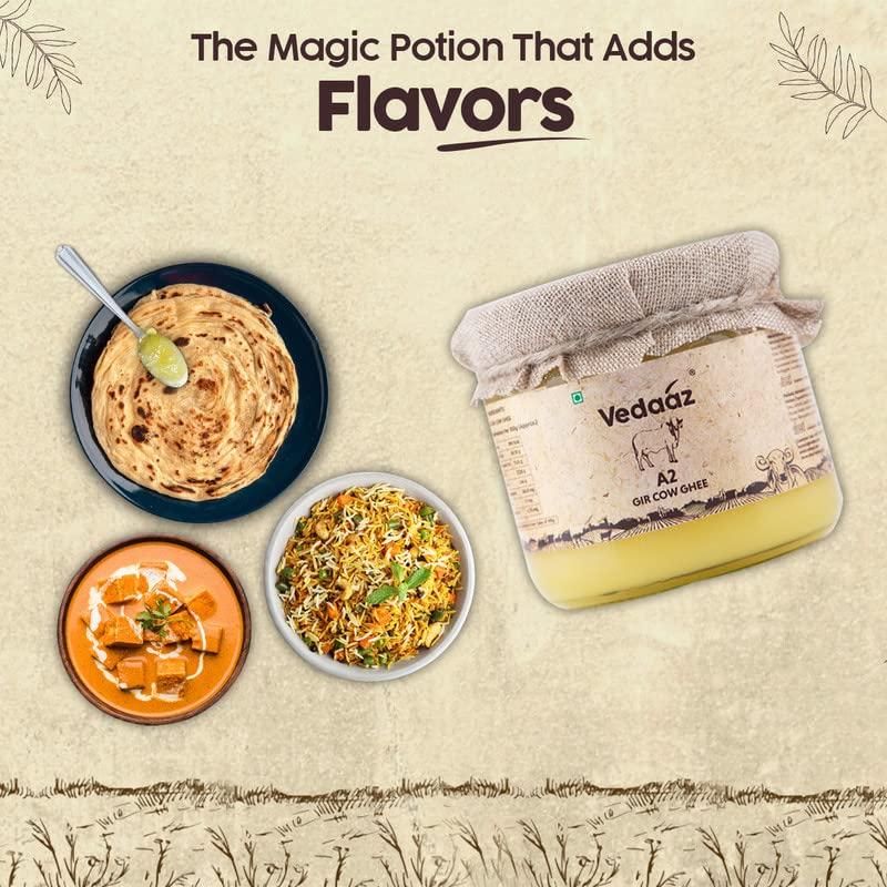 Vedaaz Vedaaz A2 Gir Cow Ghee | Organic Ghee| Bilona Method | Traditional Ghee made with Hand churned method | Low flame heated ghee| Made with A2 certified milk | Home-style ghee | Vedic Ghee - 300 ml