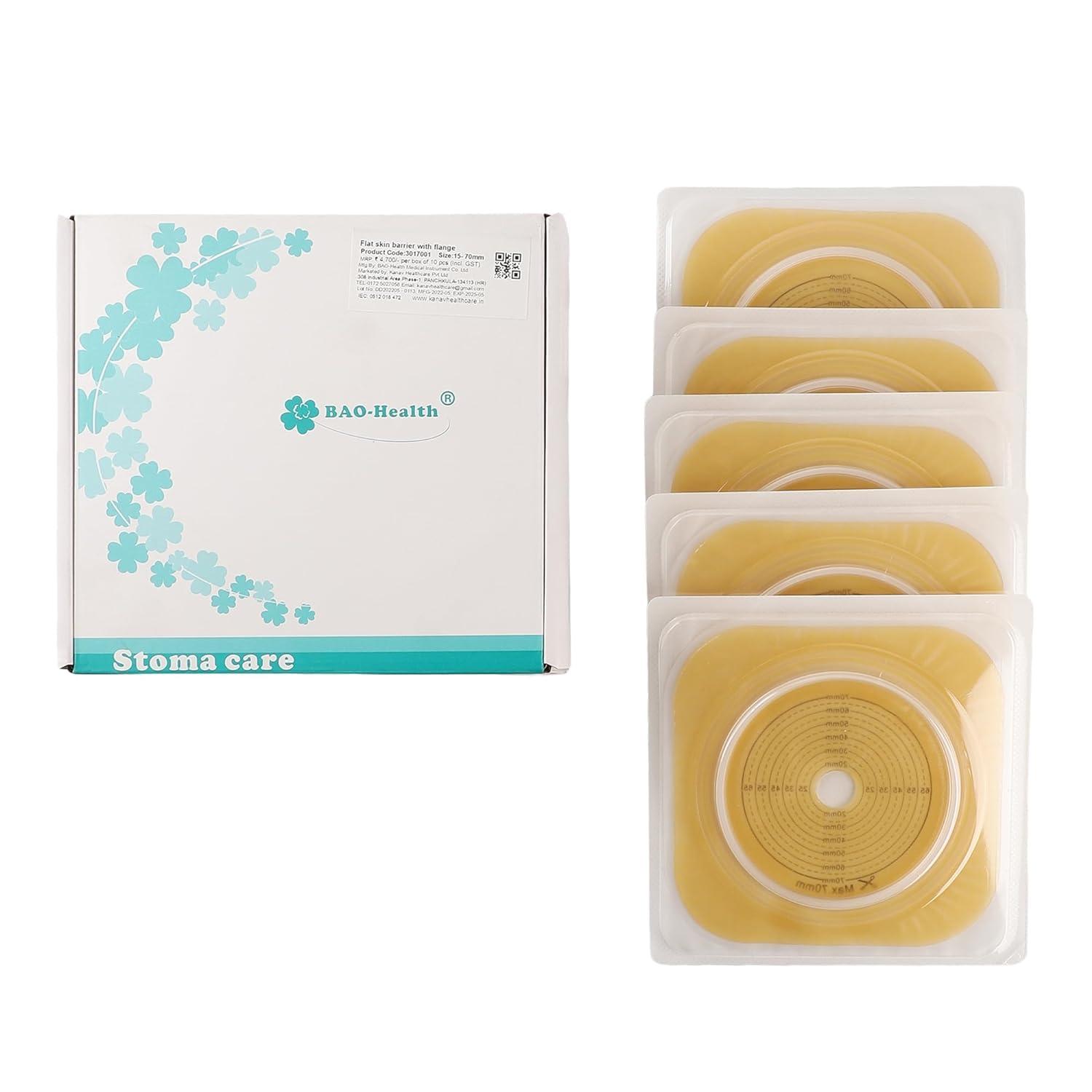 Bao Health Bao Health, 70 mm Skin Barrier Flange and Two piece open Pouch with filter & Velcro closure for Colostomy and Ileostomy (3017001+2207008F) (Set of 2)