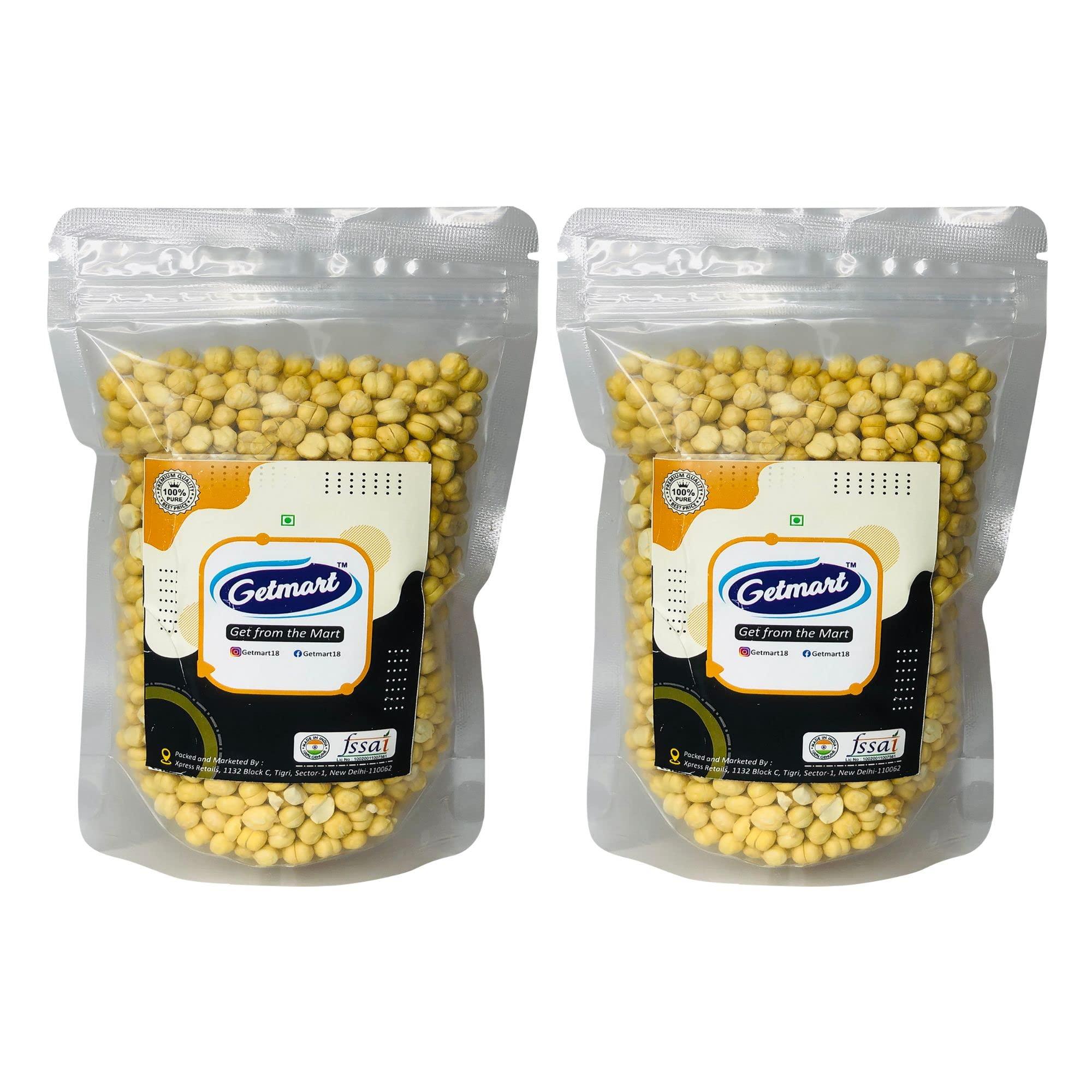 Getmart Getmart™ Roasted Whole Chickpeas (Gram) Without Skin, Desi, Unsalted, Bhuna Chana, 400 Gms (Pack of 2 X 200g)