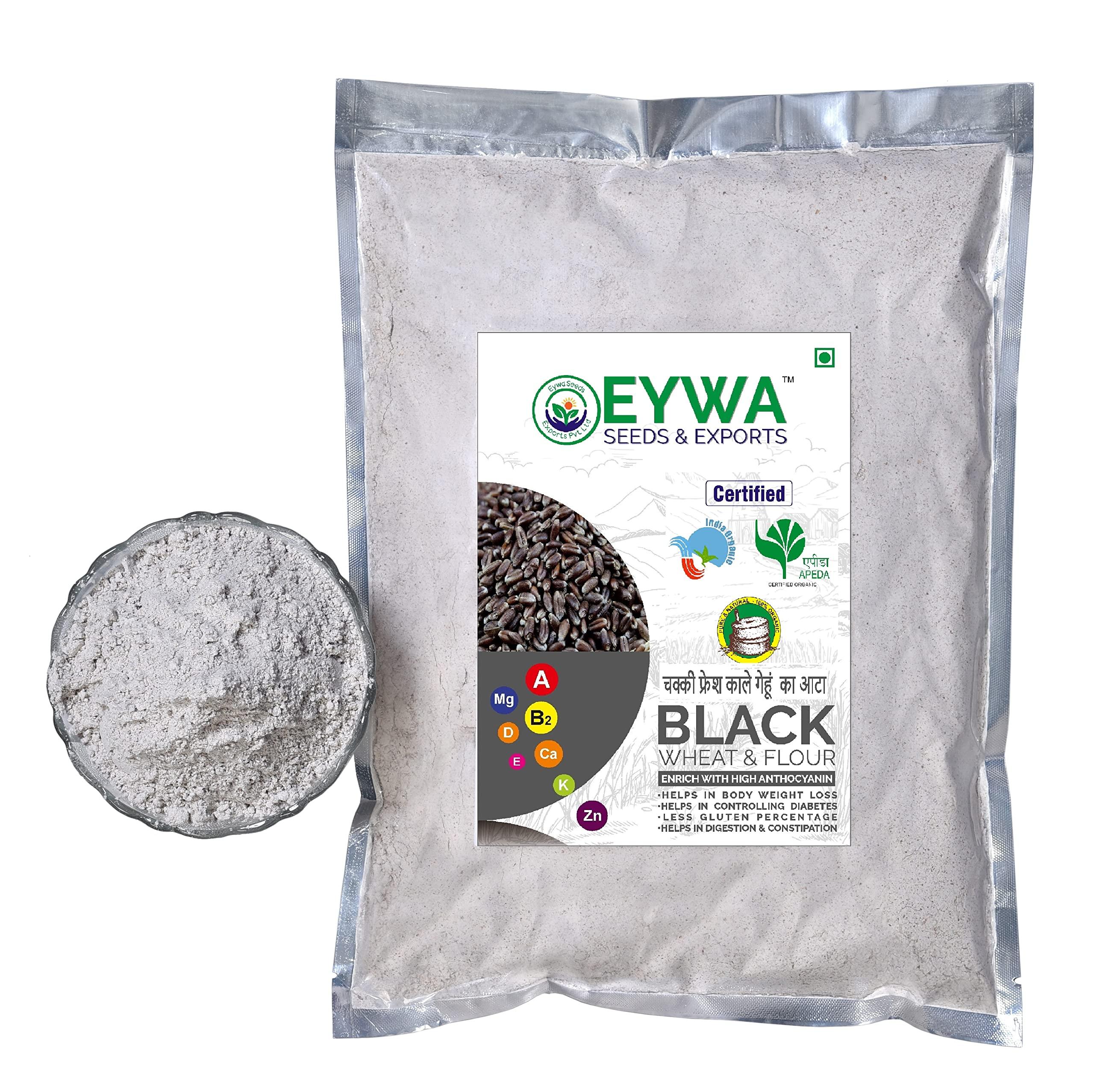 Eywa Seeds & Exports Pvt Ltd BLACK WHEAT FLOURS (1 KG) for eating and cooking | kale gehu ka atta | Produce of India from Organic Farms | BY EYWA