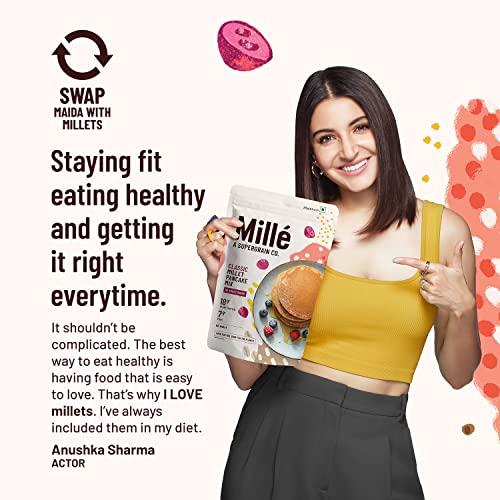 Millé: A Supergrain Co. Mille No Sugar Classic Millet Pancake | NO MAIDA | Gluten Free | High Plant Protein | Low Carbs | Low GI Millet Grain | 250 grams