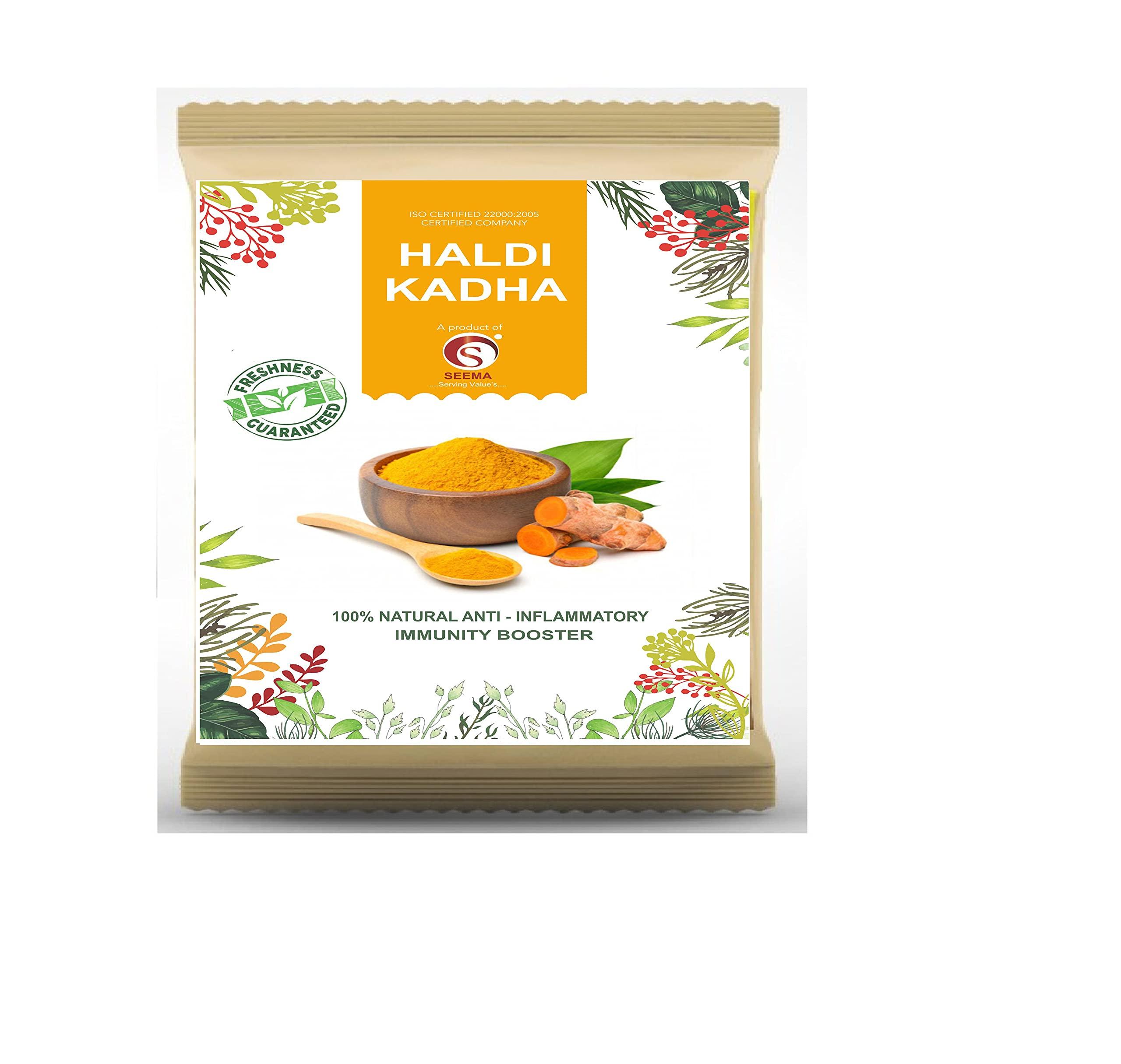 SEEMA Turmeric Latte - Golden Milk I Immunity Milk Latte Mix, Antioxidant & Anti-Inflammatory Drink Mix with Cumin, Dhaniya, Ajwain, Kali mirch & Ginger l Milk Booster- Milk Mix l Make Healthy Drink l Golden Milk Powder | Haldi Kadha | Turmeric Milk Drink 