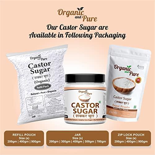 Organic and Pure Oragnic and Pure Castor Sugar | Bura Sugar Powder | Desi Shakkar Burada | Chini Ka Bura | Crushed Sugar (for Baking) (Refill Pack) 400g