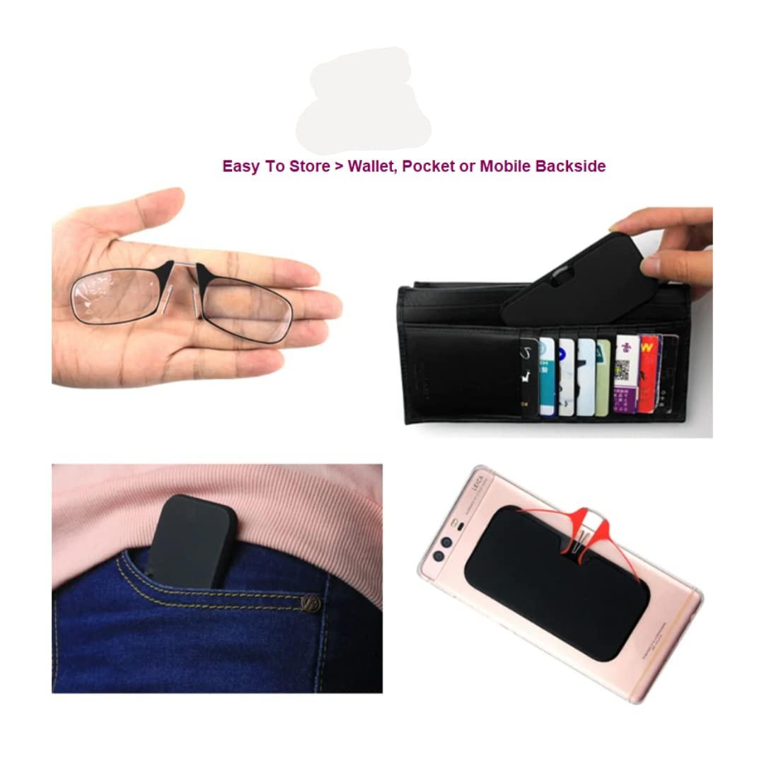 First Lens First Lens Ultra Thin Nose Clip Rimless Reading Glasses For Men & Women Blue 250