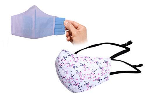 TED TECH Cotton Head loop Designer Reusable Face masks (3 layered) (FEMALE, Pack of 4)