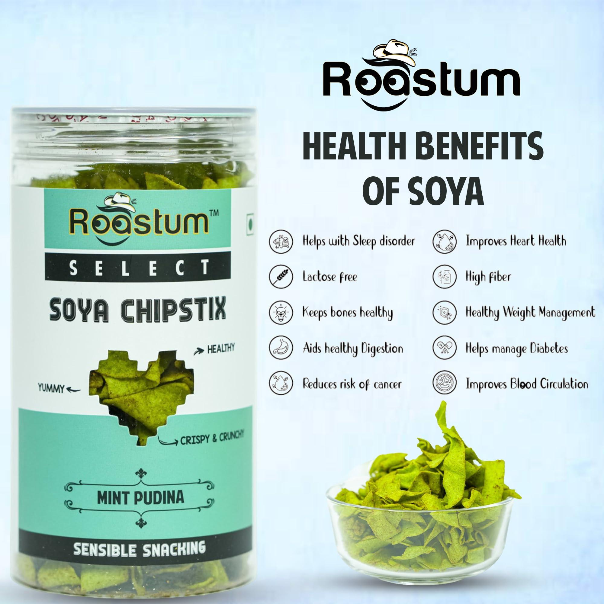 Roastum ROASTUM Soya Chips Healthy Diet Snacks | Soya Sticks - Gluten Free | Diet Friendly Snacks, No Preservatives (Pack of 3, 420GM)