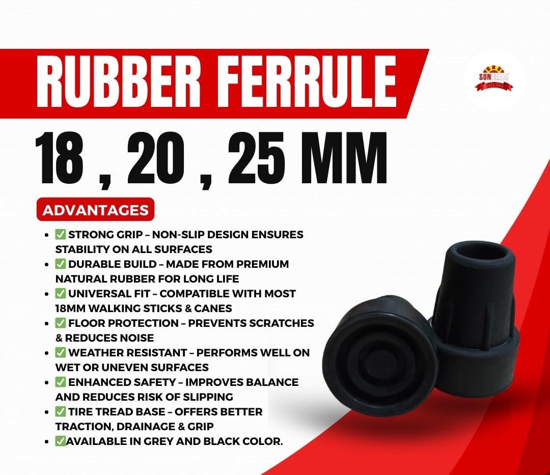 SUNBEAM ENTERPRISES Sunbeam Enterprises Rubber Ferrule | Suitable for Use on Walking Sticks & Crutches | Improves Grip, Durabililty and Provides Extra Support | 2 Piece, 16 MM (Blue)
