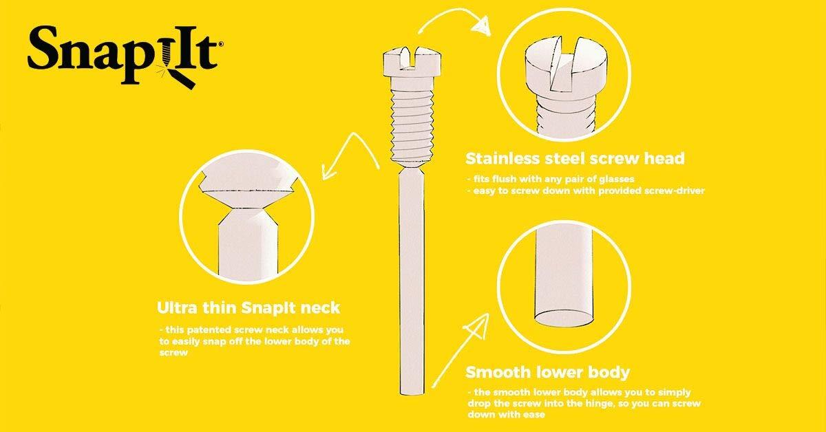 Snapit Snapit EyeGlass Repair Kit, With Long Easy Fit Screws And Micro Screwdriver. Perfect For Fixing Sunglasses, Spectacles, Glasses And Reading Glasses. Used By Opticians.