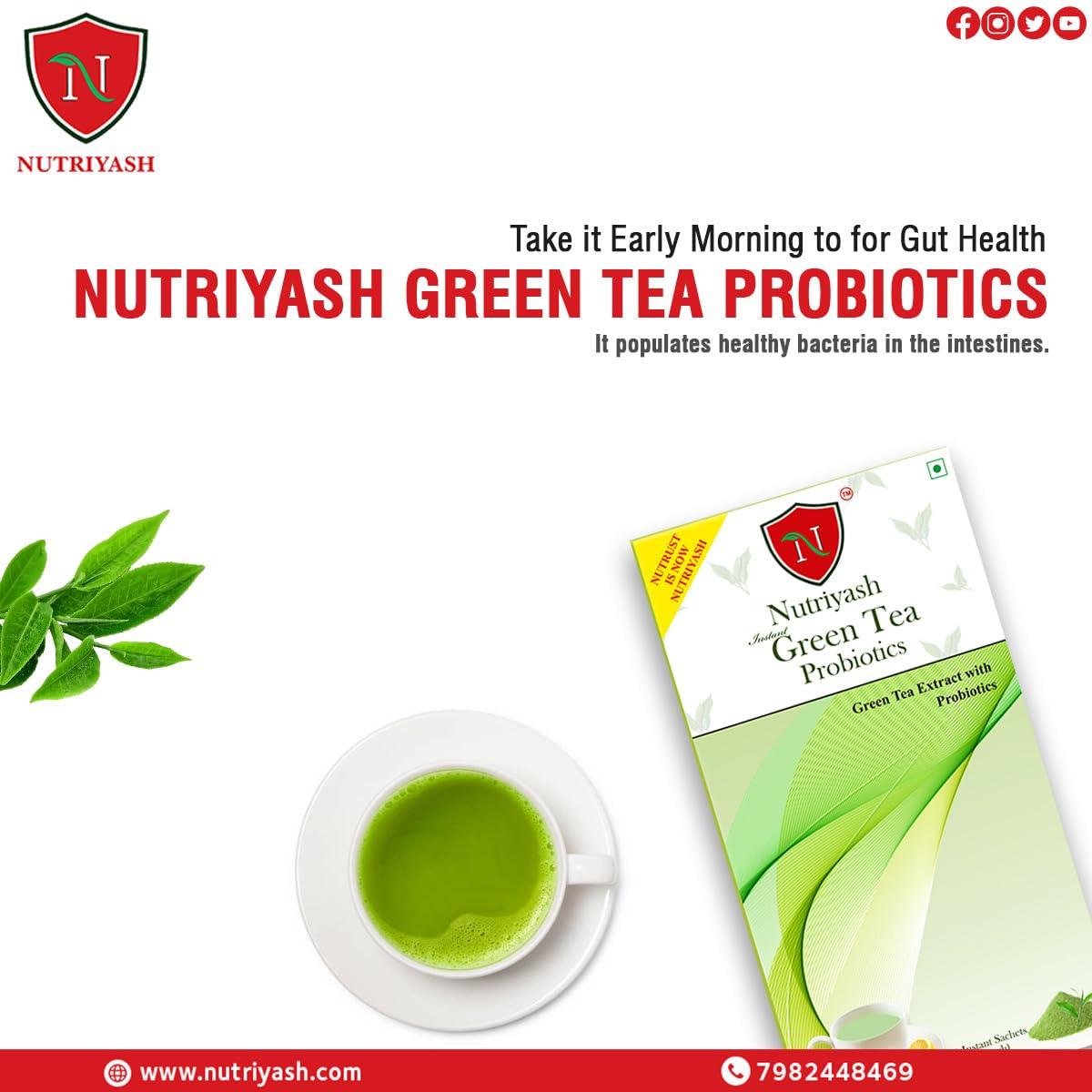 Nutriyash Nutriyash Probiotic Green Tea Lemon | 20 sachets, each sachet 2 grams, 100% Pure and Natural, Preservatives Free, Artificial Flavor Free, Sugar Free