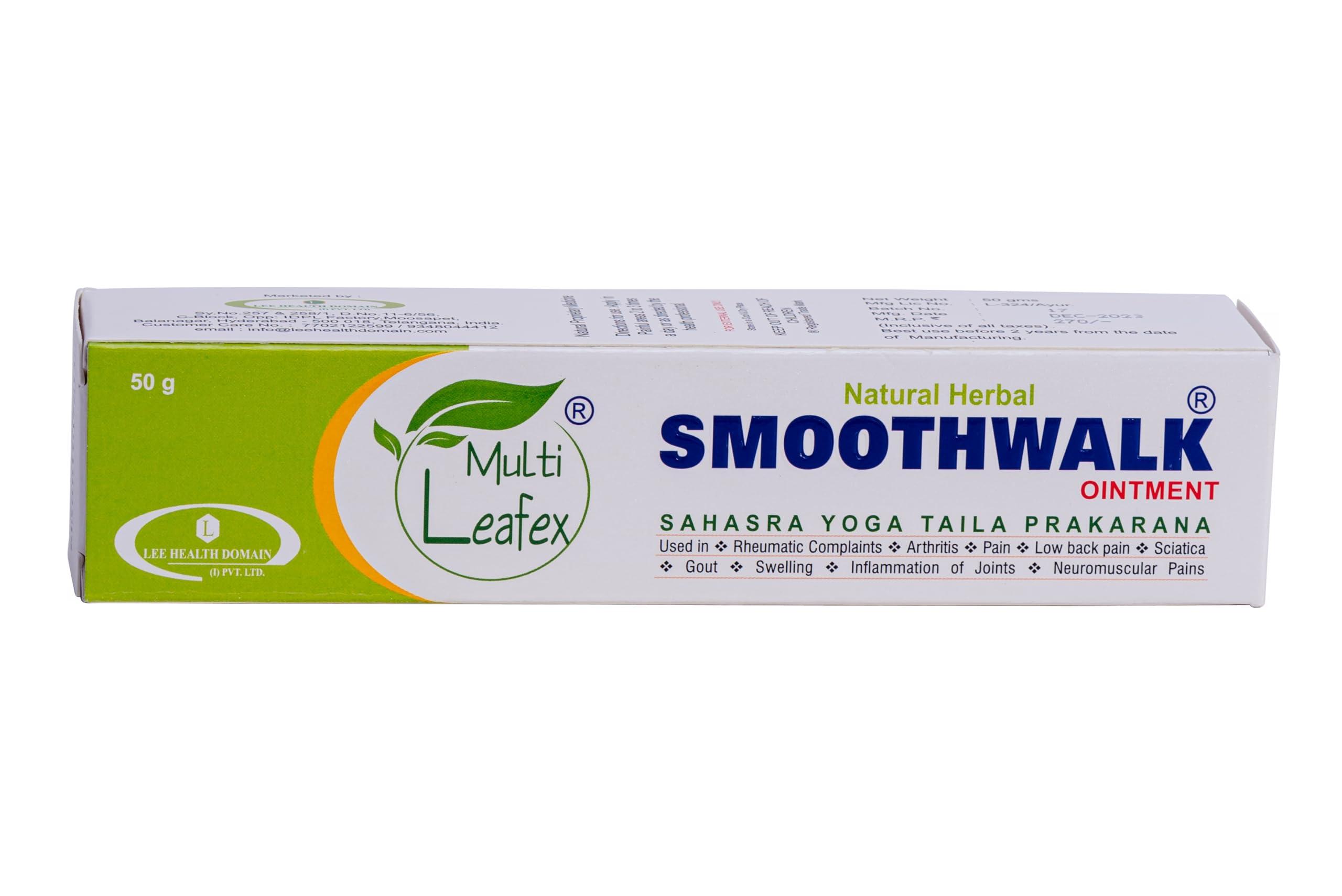 MULTILEAFEX MULTILEAFEX Smoothwalk Ointment 50Gm, Knee Pain, Joint Pain, Suitable For Back Pain & Shoulder,Arthritis Related Pain, Muscle Pain100% Ayurvedic Formula