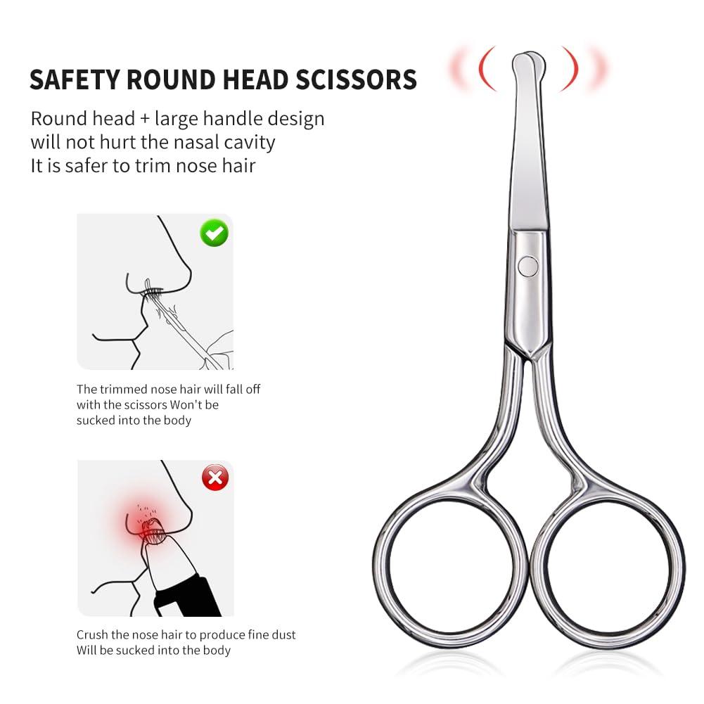 AsonTao AsonTao Small Scissors, Eyebrow Scissors, Nose Hair Scissors Round Tip Design, Will Not Hurt The Nasal Cavity. Professional Grooming Scissors For Hair, Eyelashes, Nose, Eyebrow Trimming, Mustache