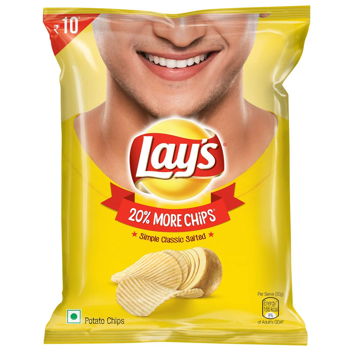 Lay's Lay\'s Potato Chips, Classic Salted, 30G Each (Pack of 10), 300 Gm