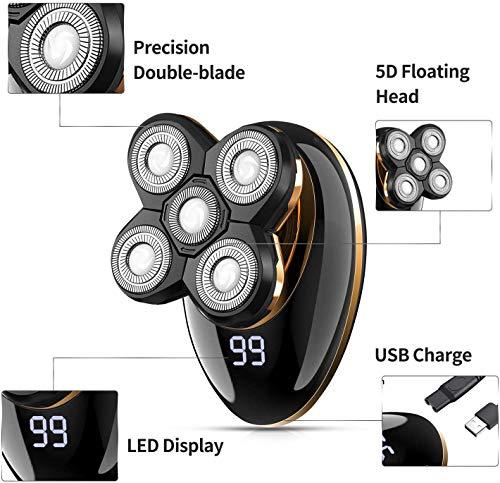 VGR VGR V-316 Mens Head Shaver for Bald Men 5 in 1 LED Electric Cordless Razors Shaving USB Rechargeable Wet Dry Grooming Kit Nose Hair Trimmer IPX5-Waterproof