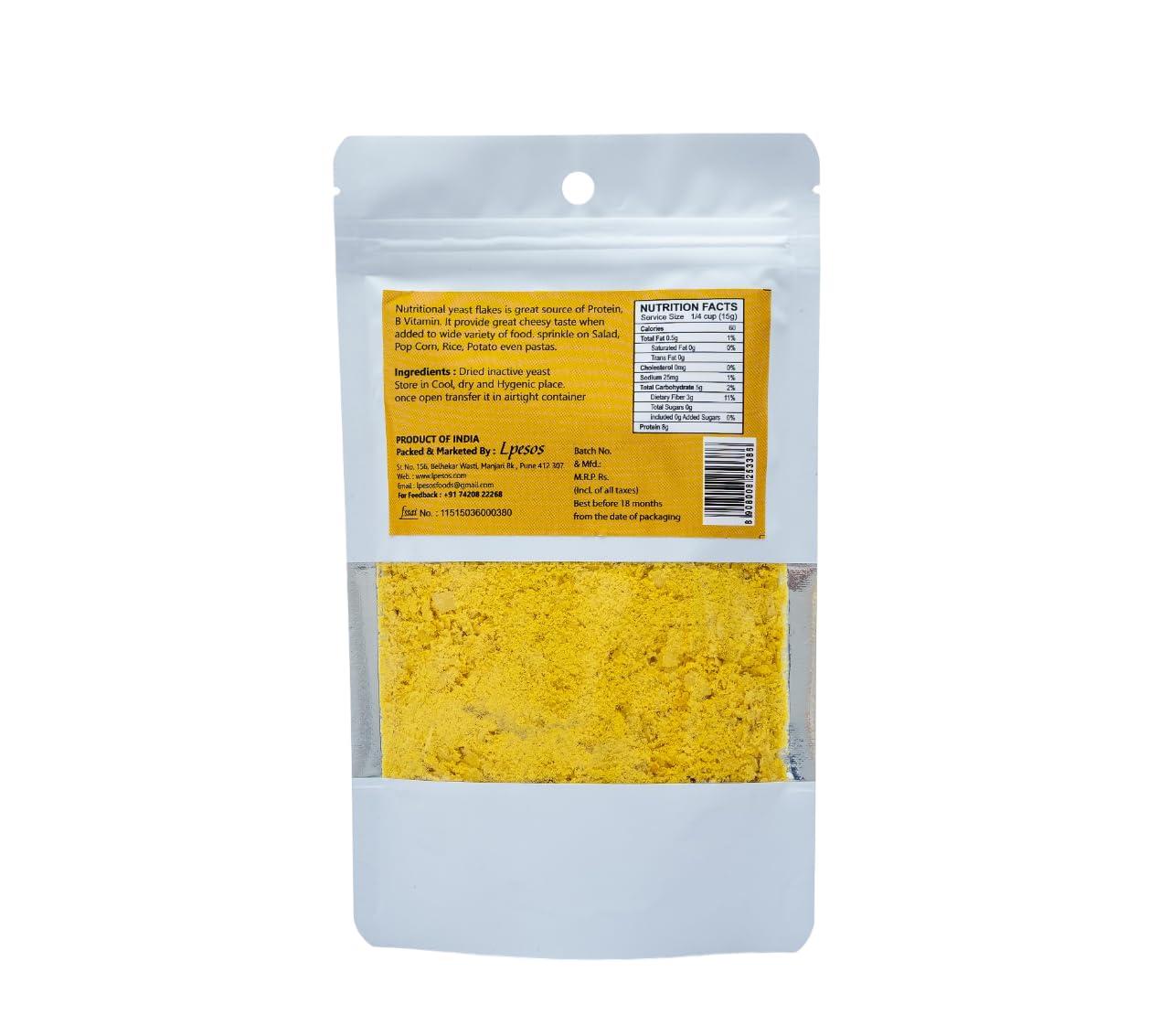 Generic Nutritional Yeast Flakes, 60g [Fortified with Vitamin B12, Gluten Free, Nutty and Cheesy Tasting Nooch] Each Pack of 2