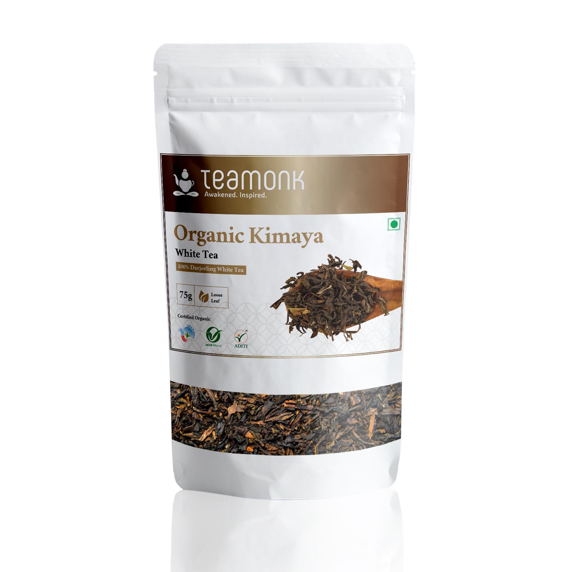 Teamonk Teamonk - Kimaya White Tea 75 Grams (Makes 38 Cups Of White Tea) | Aditi Certified Organic Darjeeling Tea | Supports Detoxification, Immunity & Skin Health | No Oils Or Artificial Aroma