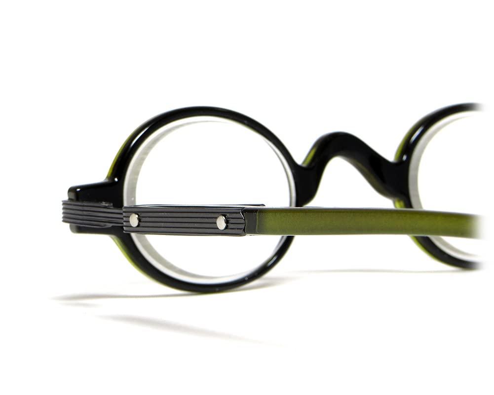 Calabria Calabria R314 Vintage Professor Oval Reading Glasses Incredibly Lightweight, Olive, Medium
