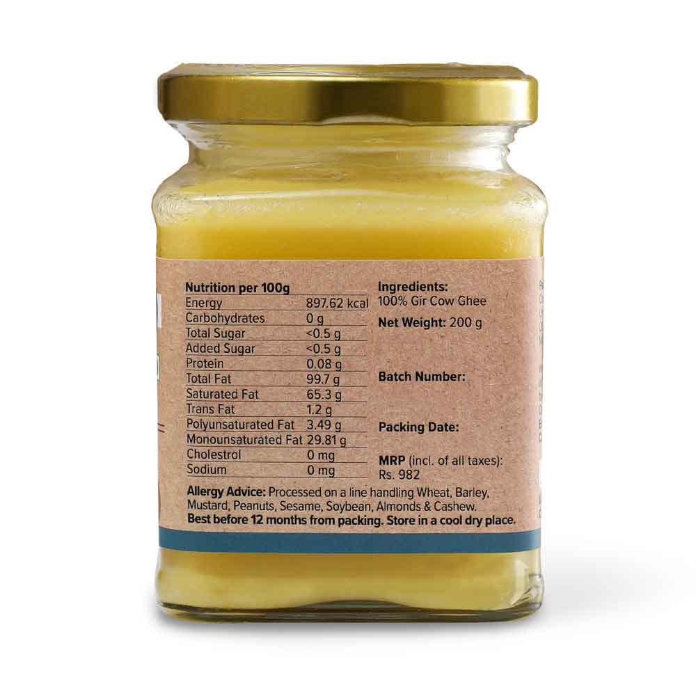 Conscious Food Conscious Food A2 Gir Cow Ghee | 200g | with Pure A2 Milk | Grass-fed, Cultured, Premium & Traditional Bilona Ghee | Immunity Booster